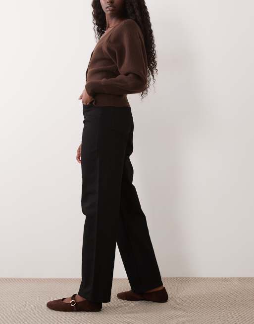Miss Selfridge jeans med medelhög midja och raka ben i svart, 3 av 5