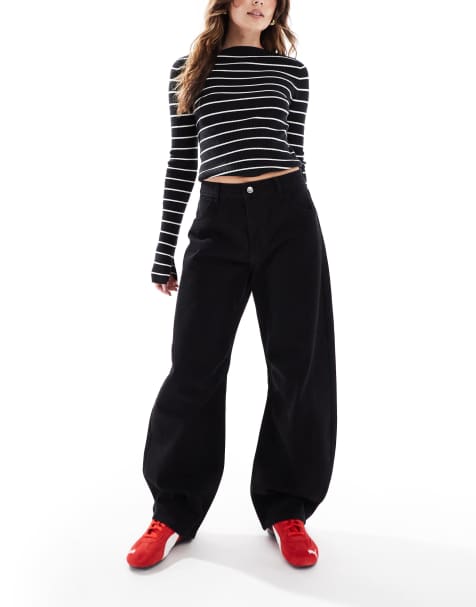 Miss Selfridge - Jeans met barrel pijpen in zwart - view 1
