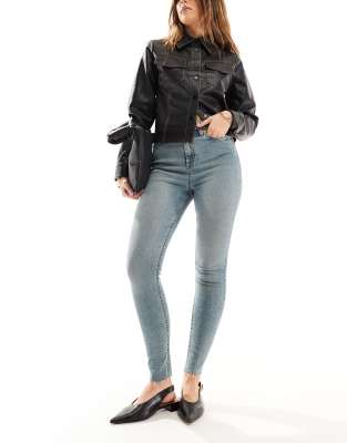 Miss Selfridge - Jeans mit engem Schnitt und hohem Bund in Dirty-Waschung-Keine Farbe