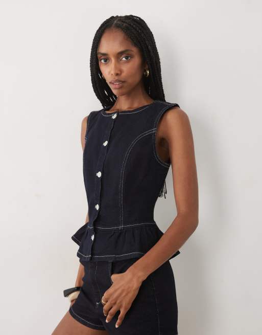 Miss Selfridge – Jeansowy top z baskinką, część zestawu, 2 z 3