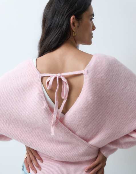 Miss Selfridge jersey cruzado de manga murciélago en rosa - view 1