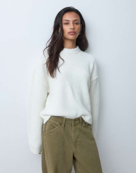 Miss Selfridge jersey holgado con cuello redondo en crema - view 1
