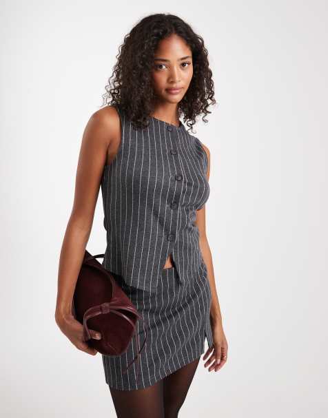 Miss Selfridge jersey pinstriped vest - part of a set - view 1