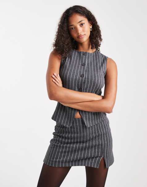 Miss Selfridge jersey skort in pinstripe co-ord - view 1