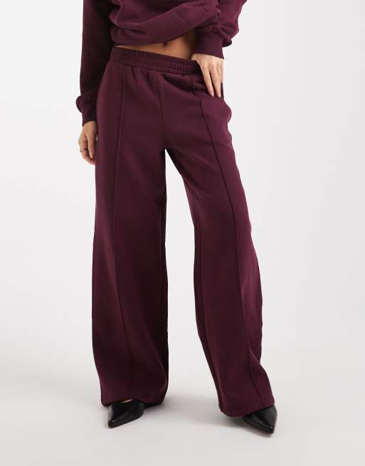 Miss Selfridge - Joggers a fondo ampio color prugna, 3 di 5