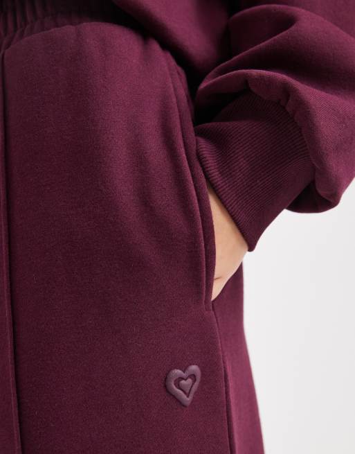 Miss Selfridge - Joggers a fondo ampio color prugna, 4 di 5