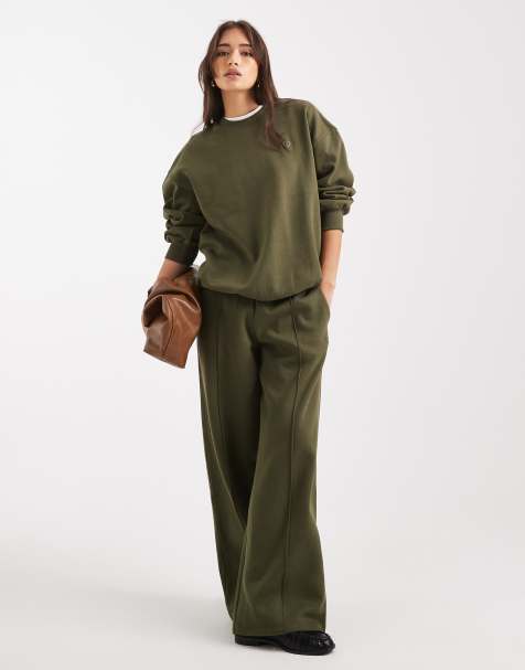 Miss Selfridge - Joggers a fondo ampio verde oliva - view 1