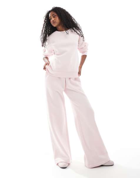 Miss Selfridge - Joggingbroek met logoprint in reliëf en boorden in roze, deel van co-ord set - view 1