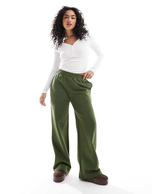 Miss Selfridge - Joggingbroek met wijde pijpen in kaki