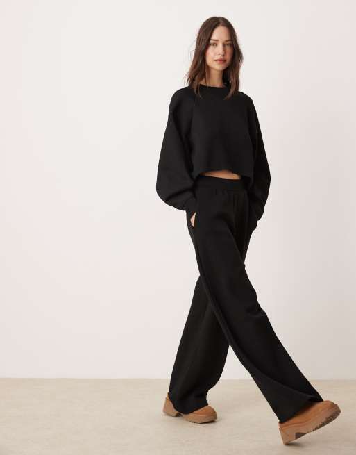 Miss Selfridge – Jogginghose aus Scuba-Stoff mit weitem Bein