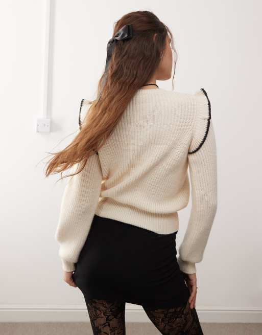 Cream frill jumper best sale