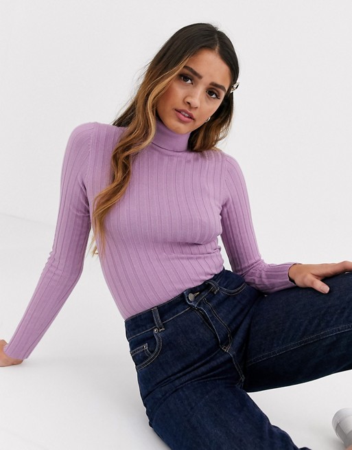 Miss Selfridge jumper with roll neck in lilac