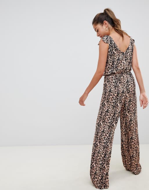 Miss selfridge leopard store print jumpsuit