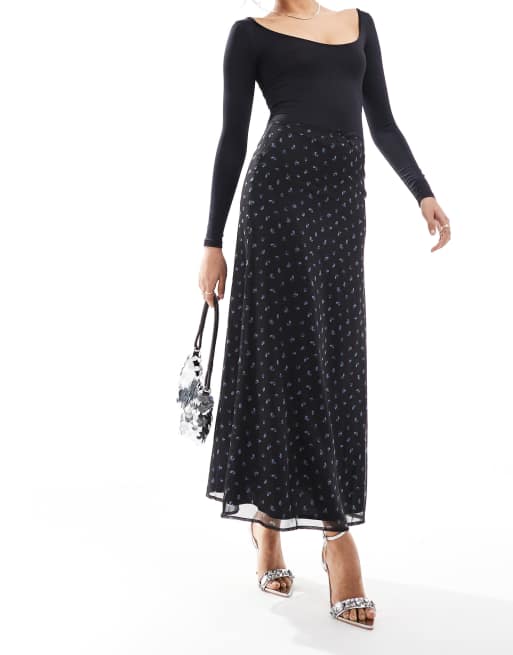 Miss Selfridge - Jupe longue coupe en biais à imprimé fleurs, 4 de 5