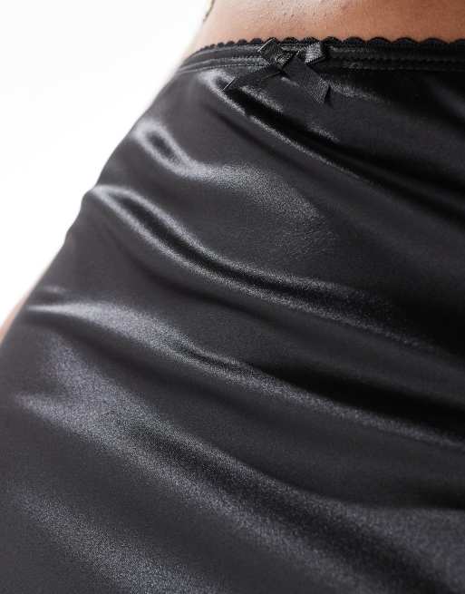 Miss Selfridge - Jupe longue en satin coupée en biais - Noir, 3 de 5