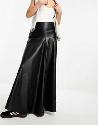 Miss Selfridge faux leather maxi skirt in black  - ASOS Price Checker