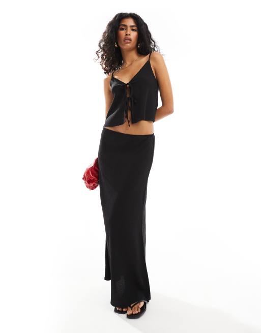 Miss Selfridge - Jupe longue texturée - Noir