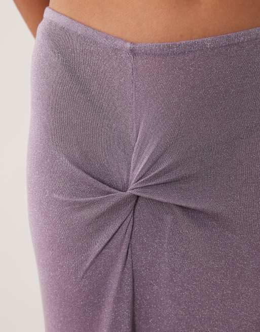 Miss Selfridge - Jupe longue torsadée en maille pailletée - Lilas, 4 de 5