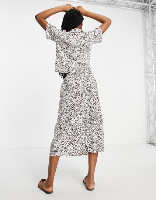 Miss Selfridge - Jupe mi-longue boutonnée et fendue à imprimé animal - MULTI, 3 de 4