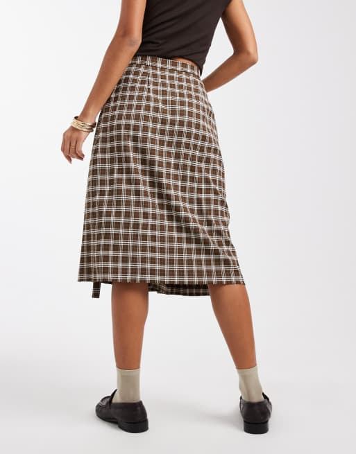 Miss Selfridge - Jupe mi-longue plissée habillée à carreaux, 3 de 5