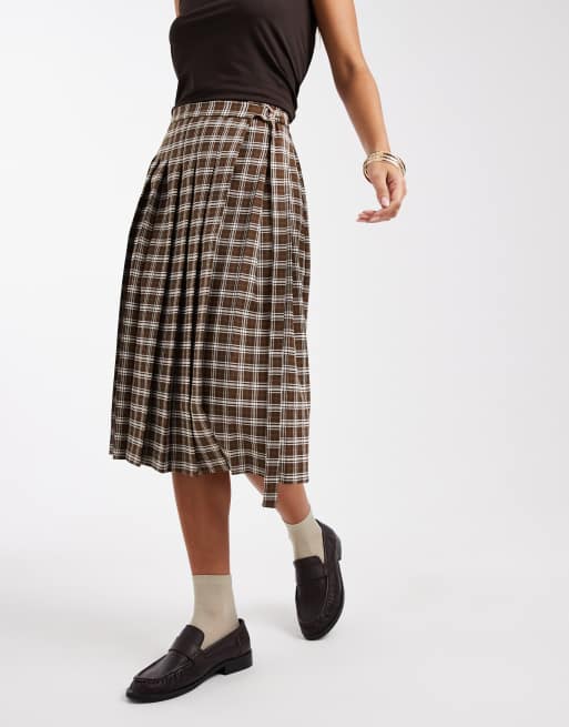 Miss Selfridge - Jupe mi-longue plissée habillée à carreaux, 4 de 5