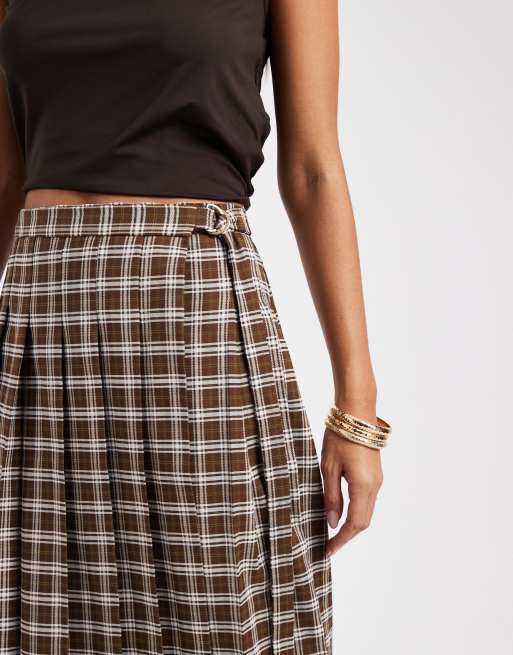 Miss Selfridge - Jupe mi-longue plissée habillée à carreaux, 5 de 5