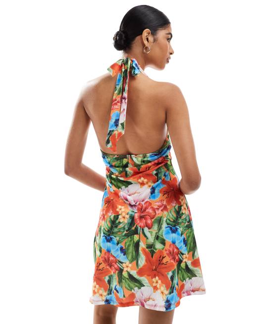 Miss Selfridge - Jurk met halternek in tropische print, 4 van 4