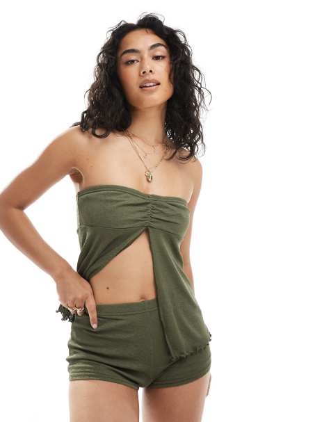 Miss Selfridge - Kakigrønne booty-shorts - Del af sæt - view 1