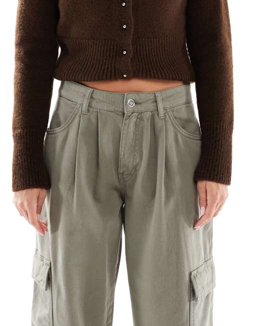Miss Selfridge - Kakigrønne posede utility-cargojeans, 4 af 5