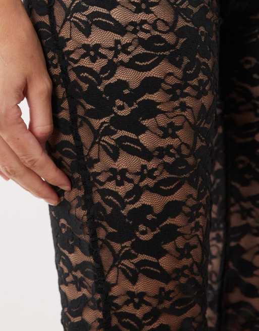 Miss Selfridge kanten capribroek met strik in zwart, 5 van 5