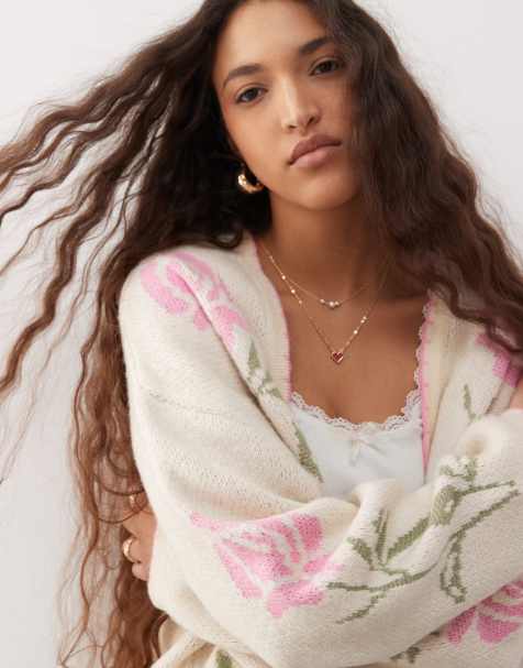 Miss Selfridge – Kardigan bez zapięcia z kwiatowym wzorem - view 1