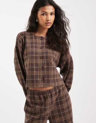 Miss Selfridge - Karierte Strickjacke mit weicher Rippenstruktur-Bunt