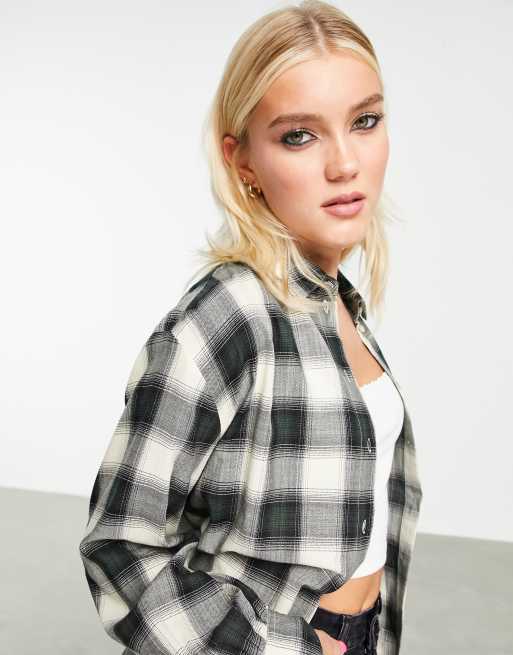 Miss Selfridge – Kariertes Hemd mit Kragen in Schwarz-Weiß 