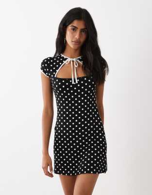 Miss Selfridge Keyhole Dress With Contrast Binding In Black