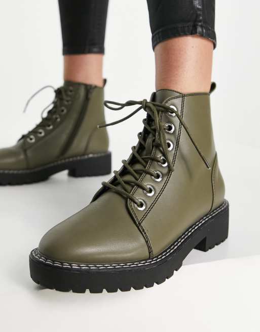 Khaki lace outlet up boots