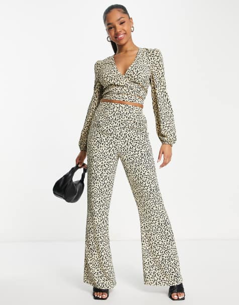 Miss Selfridge kickflare trousers co-ord in animal print - view 1