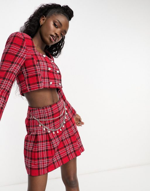 Plaid deals red skirt