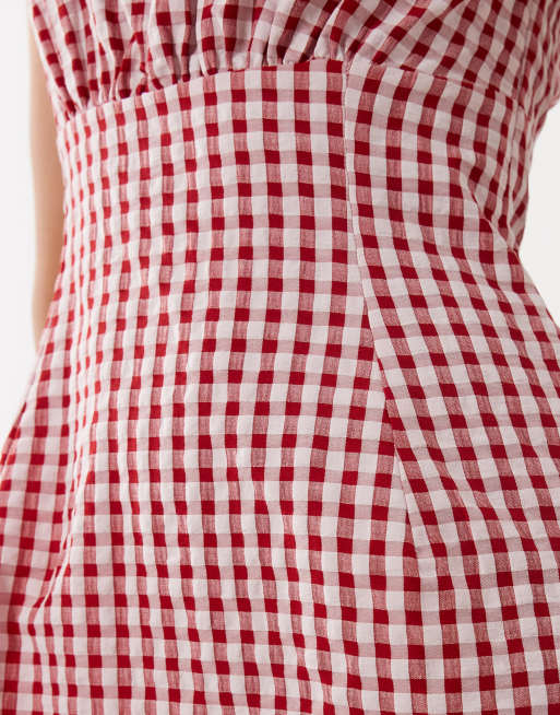 Miss Selfridge kjole med gingham-tern, figursyet og med svaj, mini, 3 af 4