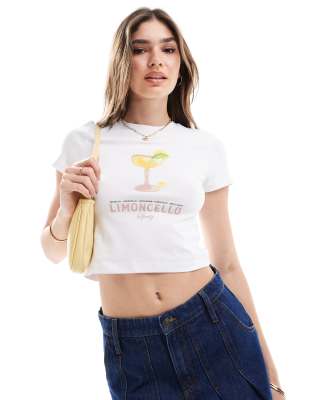 Miss Selfridge - Knappes T-Shirt mit Limoncello-Print-Weiß