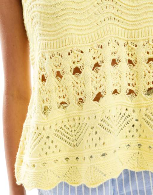 Miss Selfridge knit baby doll top in butter yellow, 4 of 4
