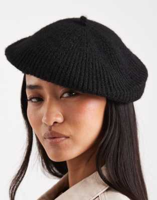 Miss Selfridge Knit Beret In Black