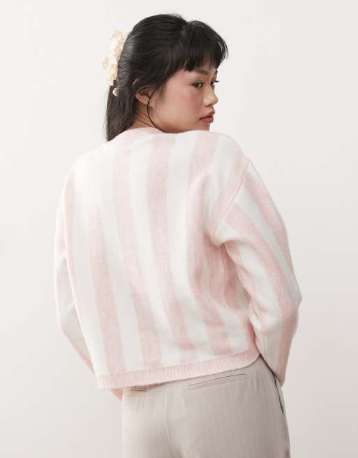 Miss Selfridge knit cardigan in pink stripe