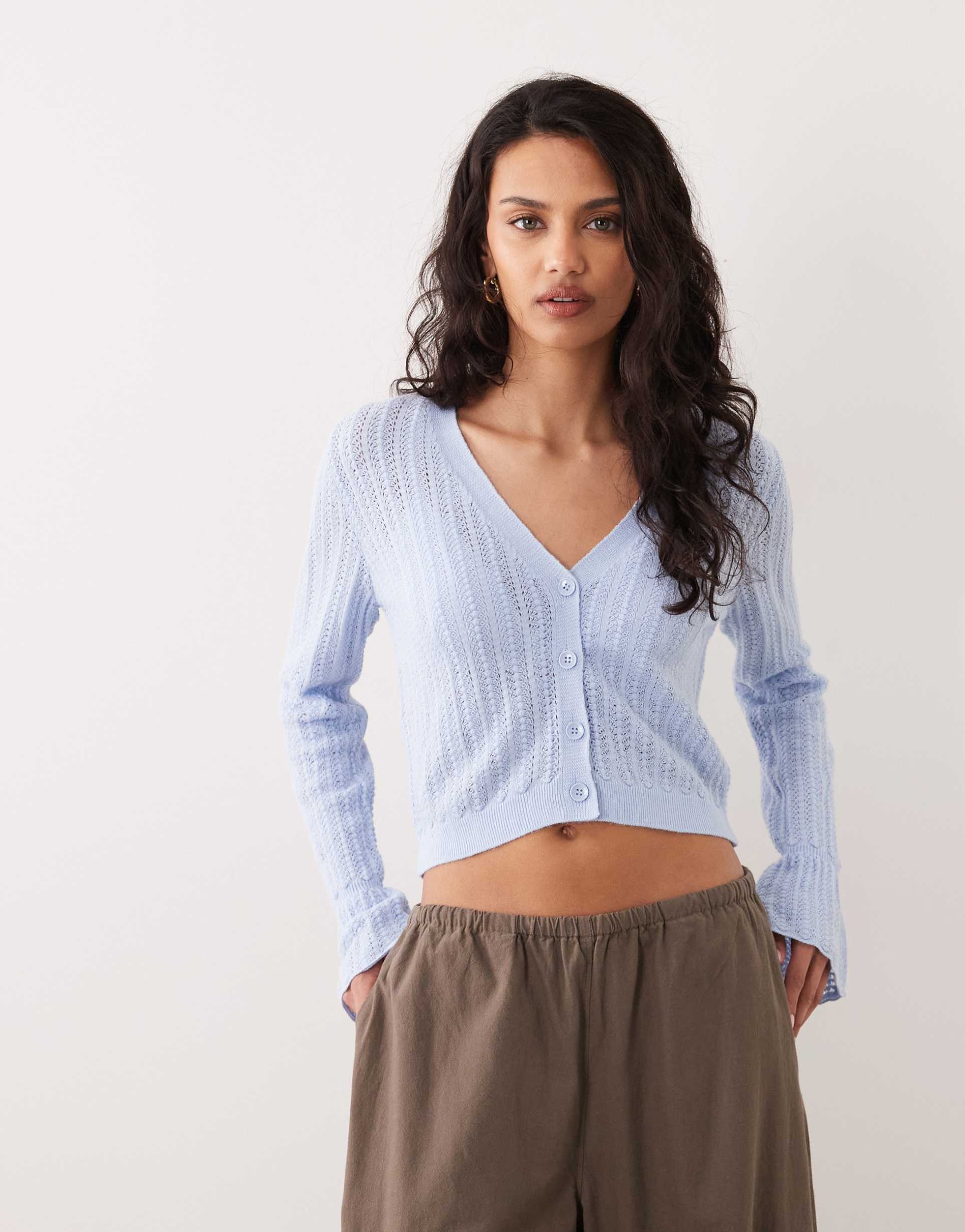 miss selfridge knit cardigan with flute sleeve