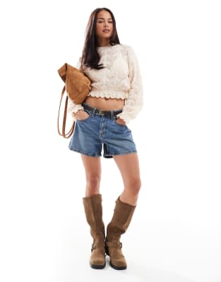 Miss Selfridge Knit Frill Edge Sweater In White