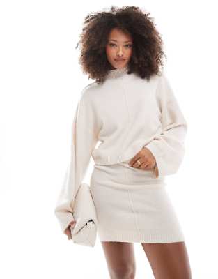 Miss Selfridge Knit Mini Skirt In Oatmeal-neutral