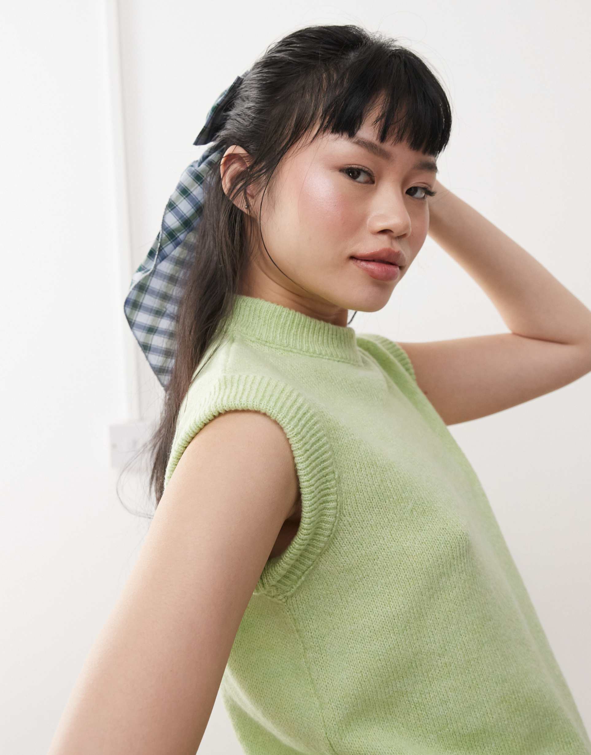 miss selfridge knit tank in matcha
