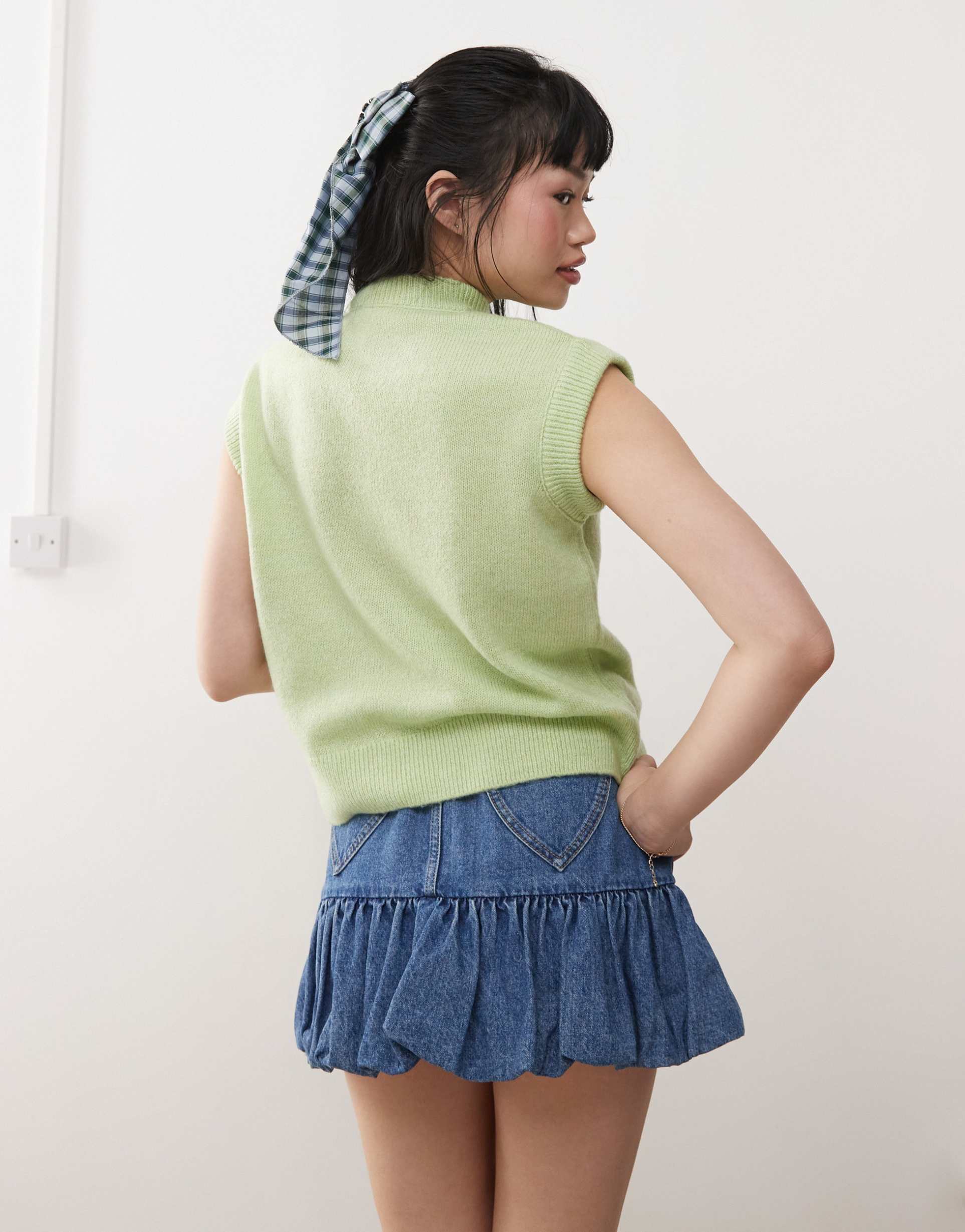 miss selfridge knit tank in matcha