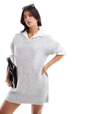 knit tank mini dress in gray heather