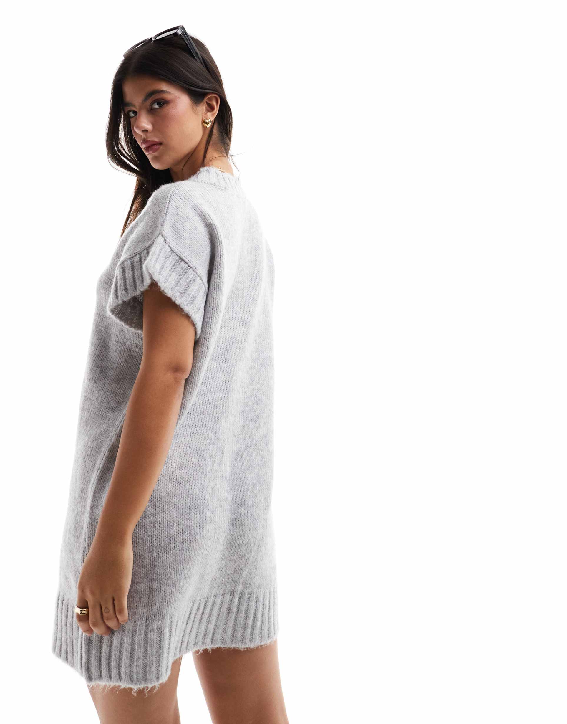 miss selfridge knit tank mini dress in gray heather