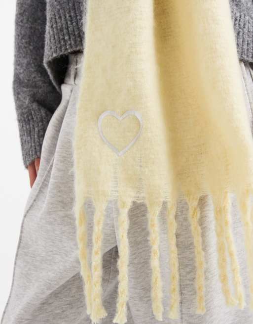 Miss Selfridge knitted tassel scarf in buttermilk